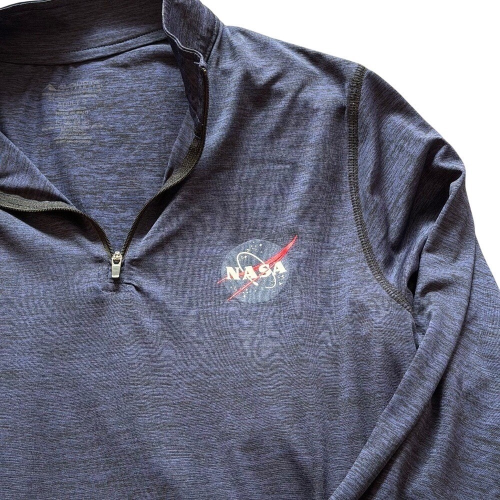 NASA Quarter Zip Pullover Women S Blue Space Technical Gorpcore Meatball Logo